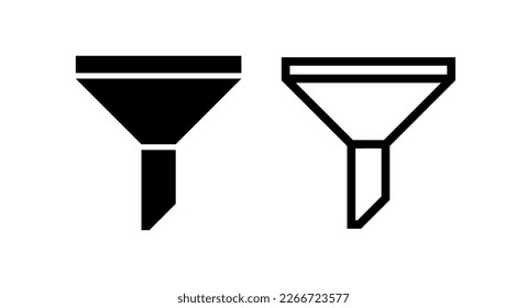 A set of filter icons. Funnel is a symbol for filtering or collecting information. Designation of the selection of parameters or characteristics.