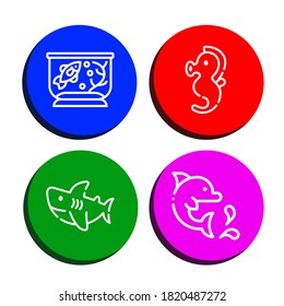 Set Of Fin Icons. Such As Fish Tank, Seahorse, Shark, Dolphin , Fin Icons