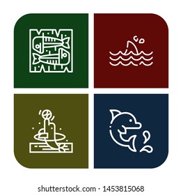 Set of fin icons such as Mackerel, Shark, Dolphin , fin