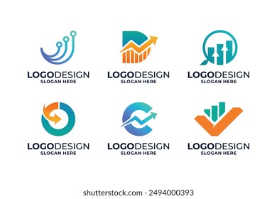 Set of fin tech logo design. Digital marketing logo design