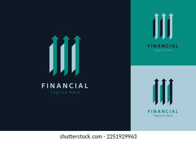Conjunto de plantillas de diseño de vectores del logotipo de contabilidad de finanzas con un estilo de color diferente