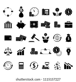 Set of finance balance black icons on the white background