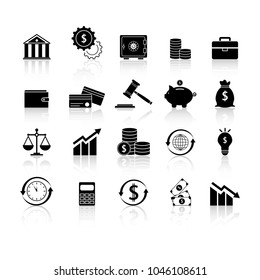 Set of finance balance reflection icons