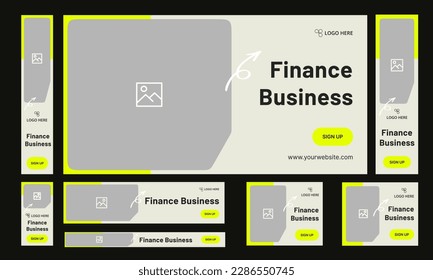 Set of finance business web banner template design for social media posts, editable vector eps 10 file format