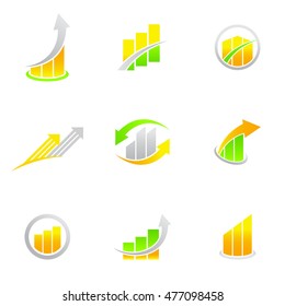 Set of finance chart bar logo template design vector