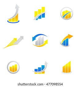 Set of finance chart bar logo template design vector