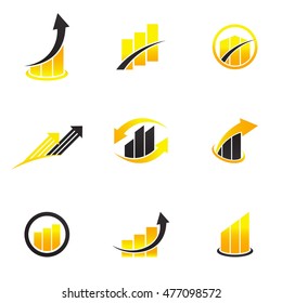 Set of finance chart bar logo template design vector