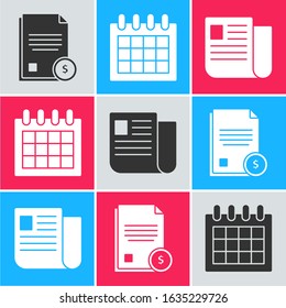 Set Finance document, Calendar and File document icon. Vector