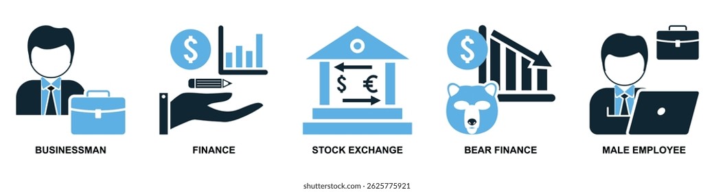 Set of finance icon vector for financial management, accounting, and budgeting overview. Ideal for business dashboard, finance app, and money planning illustration.