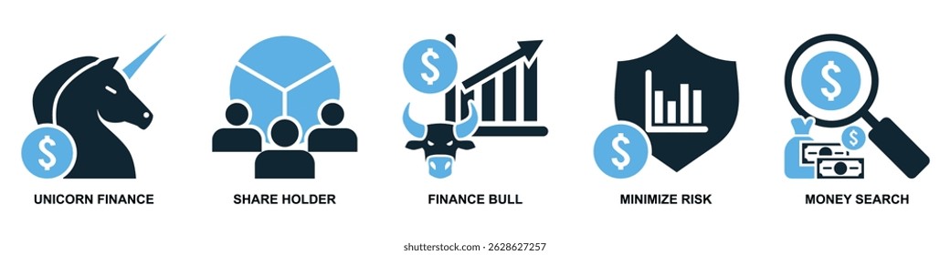 Set of finance icon vector for financial management, accounting, and budgeting overview. Ideal for business dashboard, finance app, and money planning illustration.