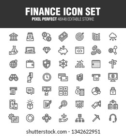 A set of finance icons. Editable stroke. 48x48 Pixel Perfect.
