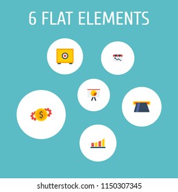 Set of finance icons flat style symbols with money set, safe, atm and other icons for your web mobile app logo design.