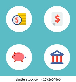 Set of finance icons flat style symbols with report, piggy bank, court and other icons for your web mobile app logo design.