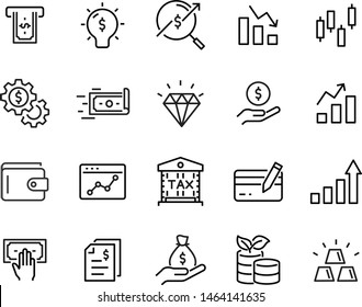 set of finance icons, money, cash, invest, currency, tax, stock