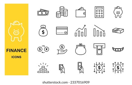 Conjunto de iconos financieros, ilustración vectorial