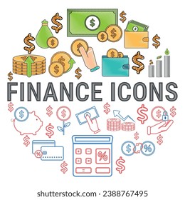 Set of Finance icons Vector illustration