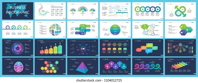 Set of finance or investment concept infographic charts. Business diagrams for presentation slide templates. For corporate report, advertising, banner and brochure design.