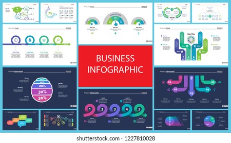 Set of finance or investment concept infographic charts. Business diagrams for presentation slide templates. For corporate report, advertising, banner and brochure design.
