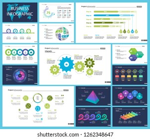 Set of finance or investment concept infographic charts. Business diagrams for presentation slide templates. For corporate report, advertising, banner and brochure design.