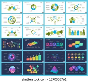 Set of finance or investment concept infographic charts. Business diagrams for presentation slide templates. For corporate report, advertising, banner and brochure design.