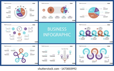 Set of finance or investment concept infographic charts. Business diagrams for presentation slide templates. For corporate report, advertising, banner and brochure design.