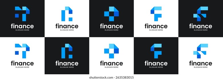 Conjunto de Plantilla de diseño de logotipo de finanzas. Logotipo financiero moderno utilizable para el negocio y la empresa.