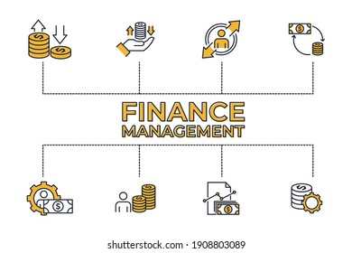 establecer iconos lineales de administración de finanzas. Plantilla de símbolo del paquete de análisis de datos para el logotipo de colección de diseño gráfico y web ilustración vectorial