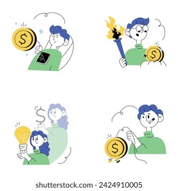 Set of Finance Mini Doodle Illustrations 

