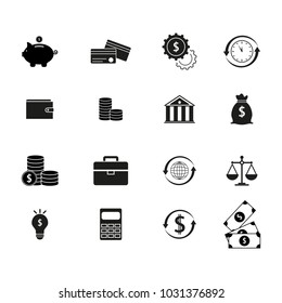 Set finance money black icons