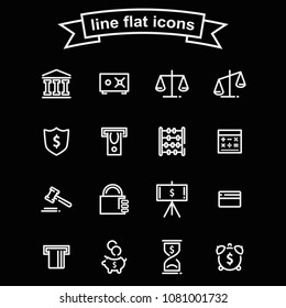 Set of finance outline black and white web icons.