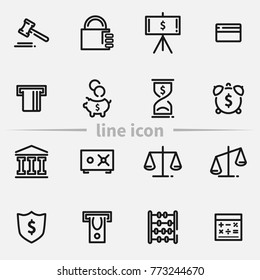 Set of finance outline web icons.