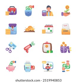 Set of Finance Planning Flat Icons 


