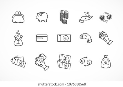 Set of Finance Related Vector Line Icons