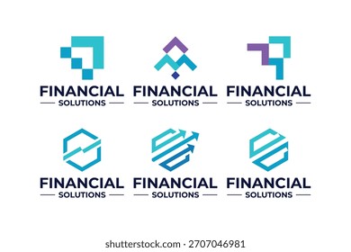 Conjunto de diseño de logotipo de solución financiera