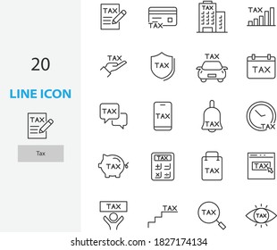 set of finance thin line icons, tax, fee
