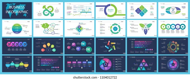 Set of financial analysis concept infographic charts. Business diagrams for presentation slide templates. For corporate report, advertising, banner and brochure design.