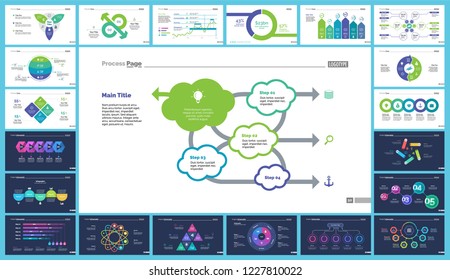 Set of financial analysis concept infographic charts. Business diagrams for presentation slide templates. For corporate report, advertising, banner and brochure design.