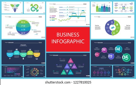 Set of financial analysis concept infographic charts. Business diagrams for presentation slide templates. For corporate report, advertising, banner and brochure design.