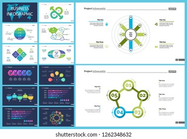 Set of financial analysis concept infographic charts. Business diagrams for presentation slide templates. For corporate report, advertising, banner and brochure design.