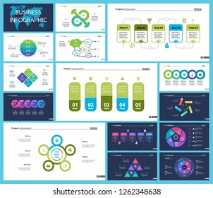 Set of financial analysis concept infographic charts. Business diagrams for presentation slide templates. For corporate report, advertising, banner and brochure design.