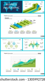 Set of financial analysis concept infographic charts. Business diagrams for presentation slide templates. For corporate report, advertising, banner and brochure design.