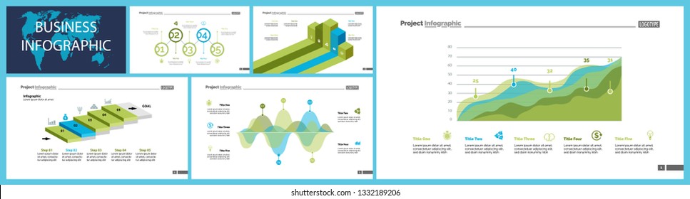 Set of financial analysis concept infographic charts. Business diagrams for presentation slide templates. For corporate report, advertising, banner and brochure design.