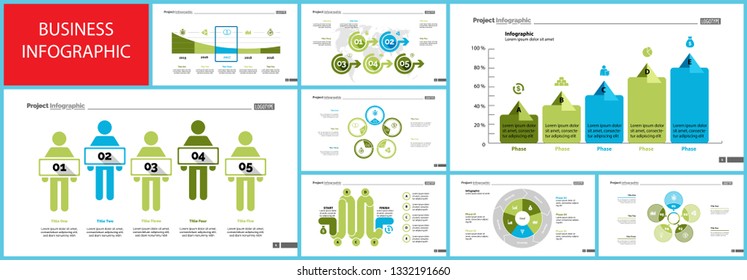 Set of financial analysis concept infographic charts. Business diagrams for presentation slide templates. For corporate report, advertising, banner and brochure design.