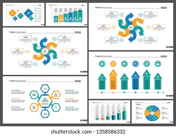 Set of financial analysis concept infographic charts. Business diagrams for presentation slide templates. For corporate report, advertising, banner and brochure design.