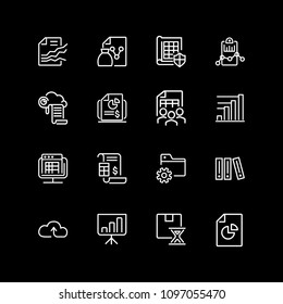 Set of financial analytics, database line icons