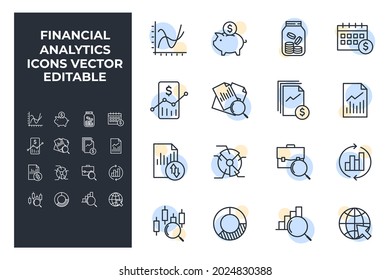 set of Financial Analytics elements symbol template for graphic and web design collection logo vector illustration