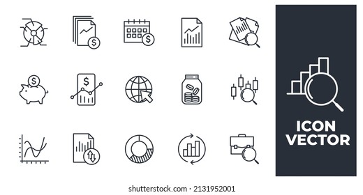 conjunto de plantillas de símbolos de elementos de Financial Analytics para ilustración vectorial de colección de diseños gráficos y web