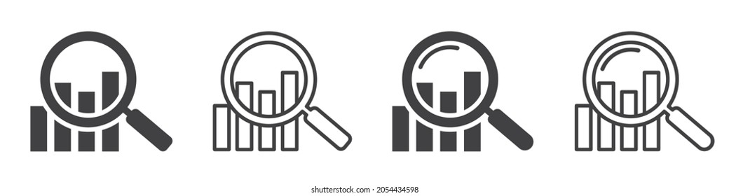 Set Of Financial Analytics Or Metrics Icons, Business Research. Analytics Information, Data. Business-analysis Symbols. Vector Illustration.