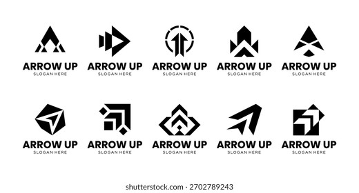 Set of financial arrow logo design inspiration. Geometric abstract logo icon vector isolated on white background.