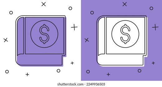 Set Financial book icon isolated on white and purple background.  Vector